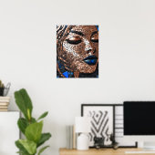 Schwarze Frauen Blue Copper Mosaik Wand Kunst (Heimbüro)