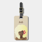 Schwarze Frauen Blume Genießen Sie die Reise, Pink Gepäckanhänger (Vorderseite vertikal)