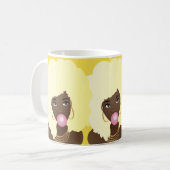 Schwarze Frauen, Bubblegum, blonde Afro Art, gelb Kaffeetasse (Vorderseite Links)