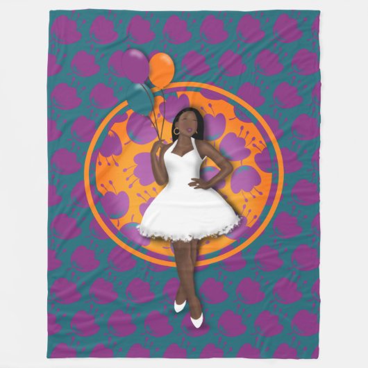 Schwarze Frauen farbenfrohe Balloons Blume Muster  Fleecedecke (Vorderseite)
