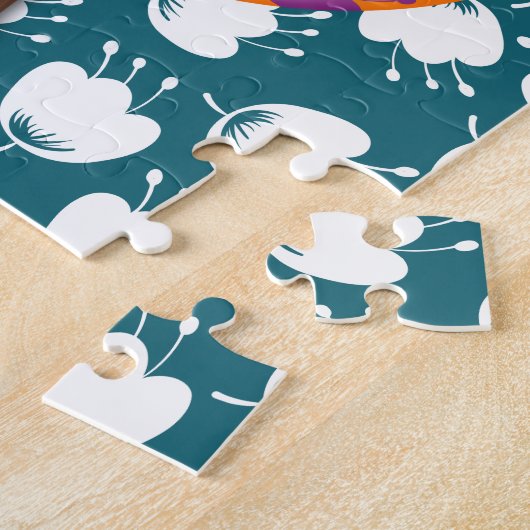 Schwarze Frauen farbenfrohe Balloons Blume Muster  Puzzle (Seite)