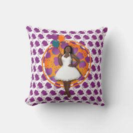 Schwarze Frauen farbige Balloons Blume Muster Weiß Kissen