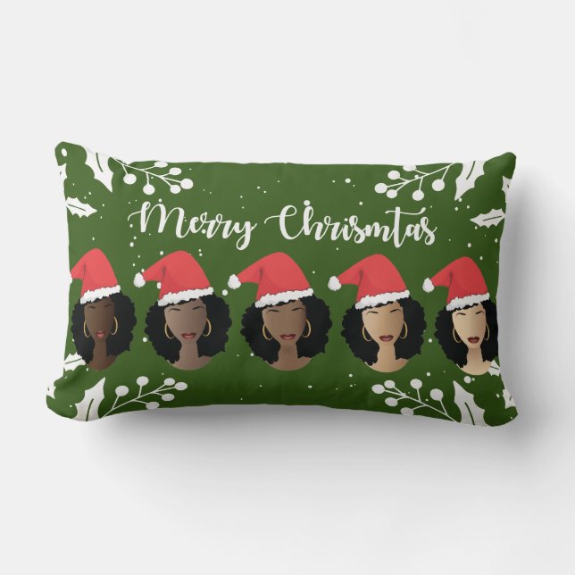 Schwarze Frauen, frohe Weihnachten-Weihnachtsmannm Lendenkissen (Vorderseite)