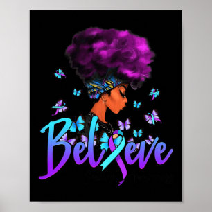 Schwarze Frauen glauben an Lila und Aquamarine Mul Poster
