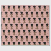 Schwarze Frauen, Gold-Schatten, schwarze Punkte, R Geschenkpapier (Flach)