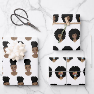 Schwarze Frauen, Gold Shades, Blue Bubblegum Geschenkpapier Set