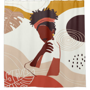 Schwarze Frauen Illustration Kunst, Portrait Print Duschvorhang