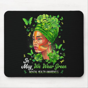 Schwarze Frauen im Mai tragen grüne psychische Ges Mousepad