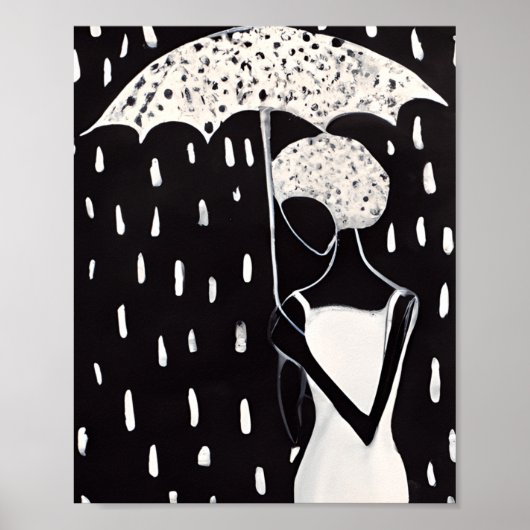 SCHWARZE FRAUEN IM REGEN MIT EINEM UMBRELLA POSTER (Vorne)
