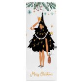 Schwarze Frauen im Schwarzen Weihnachtsbaum-Party Geschenktüte Für Weinflaschen (Rückseite)
