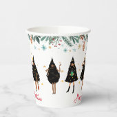 Schwarze Frauen im Schwarzen Weihnachtsbaum-Party  Pappbecher (Links)