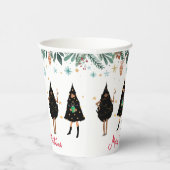 Schwarze Frauen im Schwarzen Weihnachtsbaum-Party  Pappbecher (Rechts)