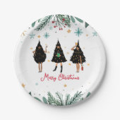 Schwarze Frauen im Schwarzen Weihnachtsbaum-Party Pappteller (Vorderseite)