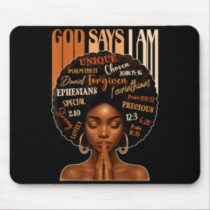 Schwarze Frauen Königin Gott sagt ich bin Melanin Mousepad