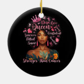 Schwarze Frauen Königin stärker als Brustkrebs ros Keramik Ornament (Hinten)