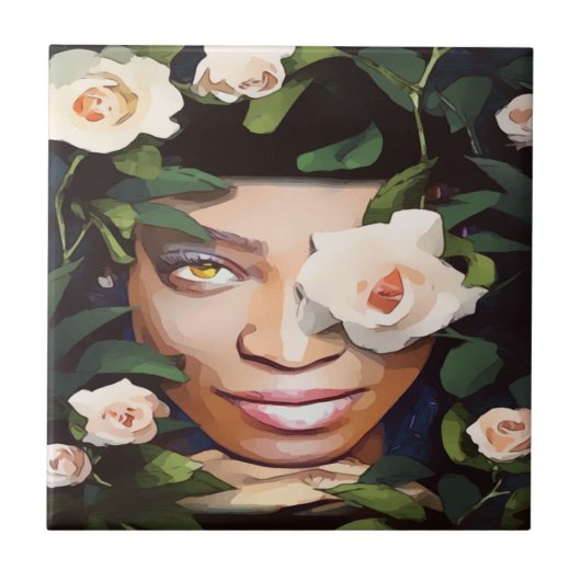 Schwarze Frauen Kunst Keramik Tile Fliese (Vorderseite)