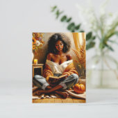 Schwarze Frauen lesen Buch Herbst Kunst Postkarte (Stehend Vorderseite)