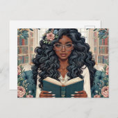Schwarze Frauen lesen Buch mit Brillen Postkarte (Vorne/Hinten)