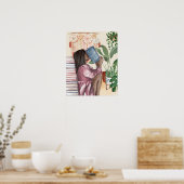 Schwarze Frauen Liebe Mauerlesen Kunst Poster (Küche)