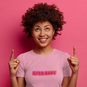Schwarze Frauen, rosa Afro-Babe-Text-T - Shirt