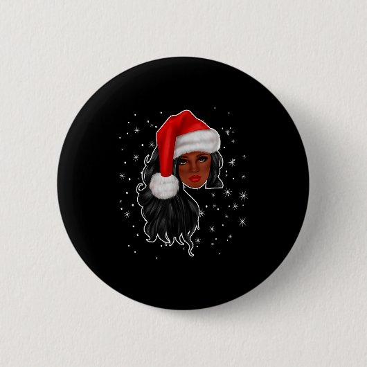 Schwarze Frauen Weihnachten Santa Claus Afro Ameri Button (Vorderseite)