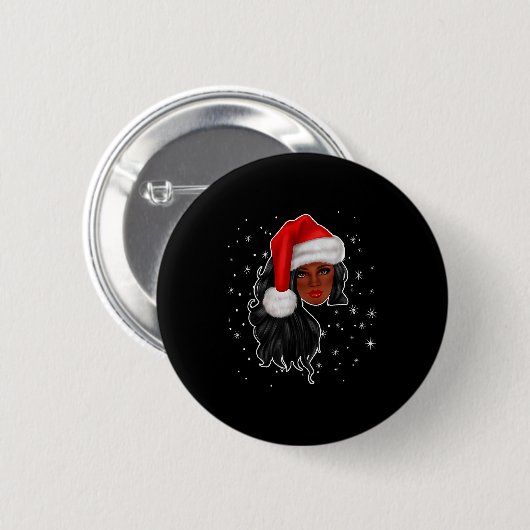 Schwarze Frauen Weihnachten Santa Claus Afro Ameri Button (Vorne & Hinten)