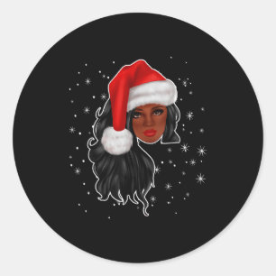 Schwarze Frauen Weihnachten Santa Claus Afroamerik Runder Aufkleber