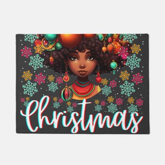 Schwarze Frauen Weihnachts-Melanin-Schwestern Fußmatte (Vorderseite)