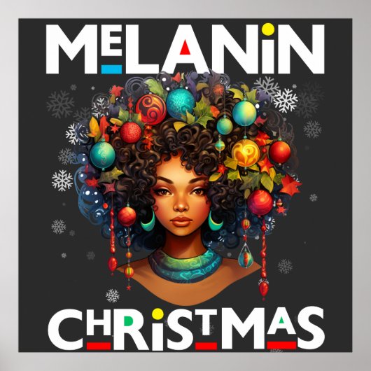 Schwarze Frauen Weihnachts-Melanin-Schwestern Poster (Vorne)