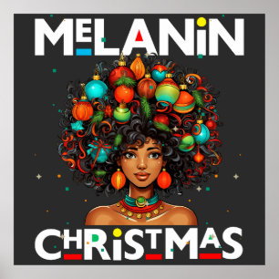 Schwarze Frauen Weihnachts-Melanin-Schwestern Poster