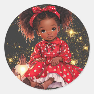 Schwarze Frauen Weihnachts-Melanin-Schwestern Runder Aufkleber