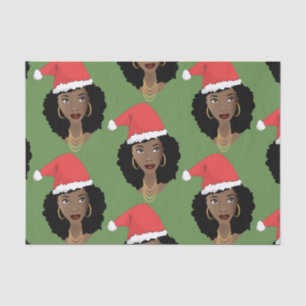 Schwarze Frauen, Weihnachts-Rote Weihnachtsmannmüt Seidenpapier