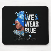 Schwarze Frauen Wir tragen blaue Alopezie Bewussts Mousepad (Vorne)