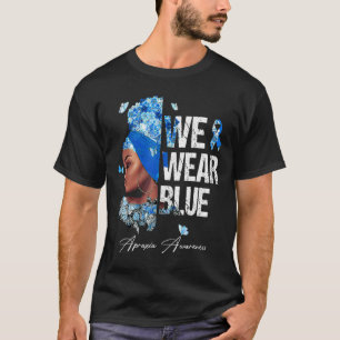 Schwarze Frauen Wir tragen blaues Apraxie-Bewussts T-Shirt