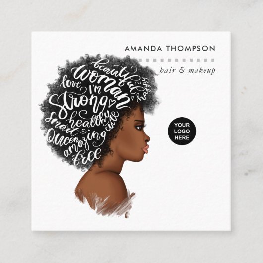 Schwarze Frauenhair Stylist Quadratische Visitenkarte (Vorderseite)