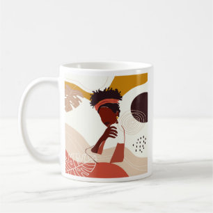 Schwarze Frauenillustrationskunst, Porträt Druck Kaffeetasse