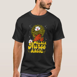Schwarze Frauenkrankenschwester Afro Retro Magie S T-Shirt