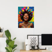 Schwarze Frauenkunst Farbposter Poster (Heimbüro)