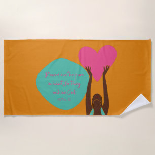 Schwarze Frauenschrift Herz Christlich Orange Beac Strandtuch