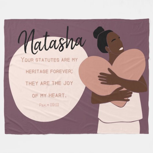 Schwarze Frauenschrift Herz Personalisiert Plum Fleecedecke (Vorderseite (Horizontal))