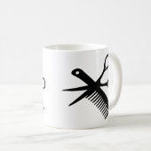 schwarze Friseurkammscheren Kaffeetasse (VorderseiteRechts)