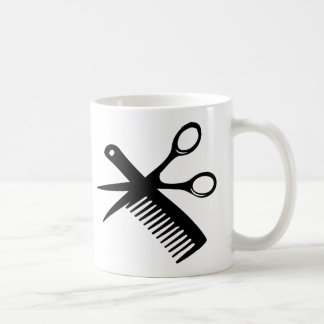 schwarze Friseurkammscheren Kaffeetasse