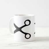 schwarze Friseurscheren Kaffeetasse (Vorderseite Links)