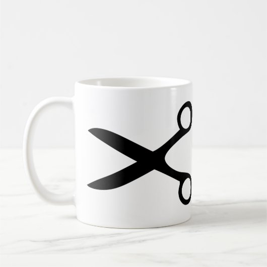 schwarze Friseurscheren Kaffeetasse (Links)