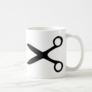 schwarze Friseurscheren Kaffeetasse