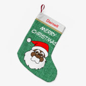 Schwarze frohe Weihnachten Sankt Kleiner Weihnachtsstrumpf (Vorderansicht (hängend))