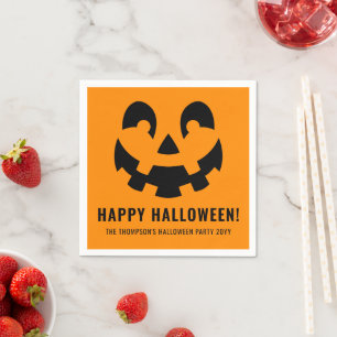 Schwarze Fröhliche Halloween-Kürbisgesicht-Form au Serviette