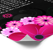 Schwarze Fuchsia-Blumenzettel Poster (Ecke)