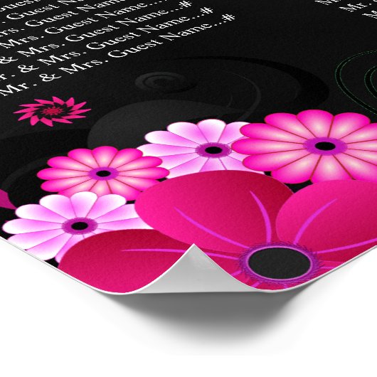 Schwarze Fuchsia-Blumenzettel Poster (Ecke)