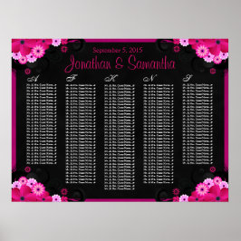 Schwarze Fuchsia-Blumenzettel Poster